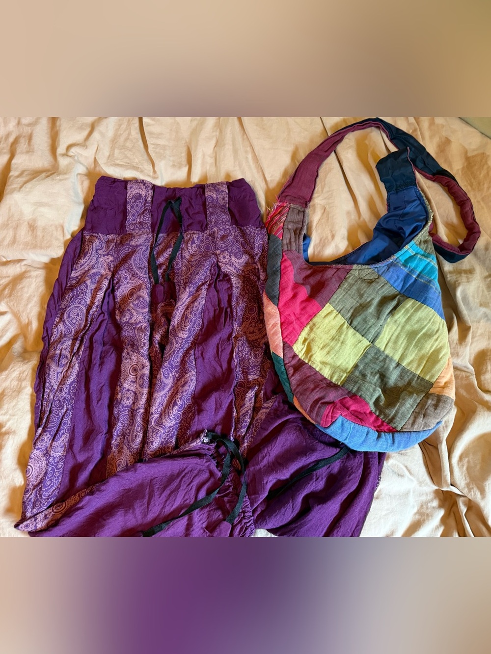 Boho pants and satchel - women’s small
